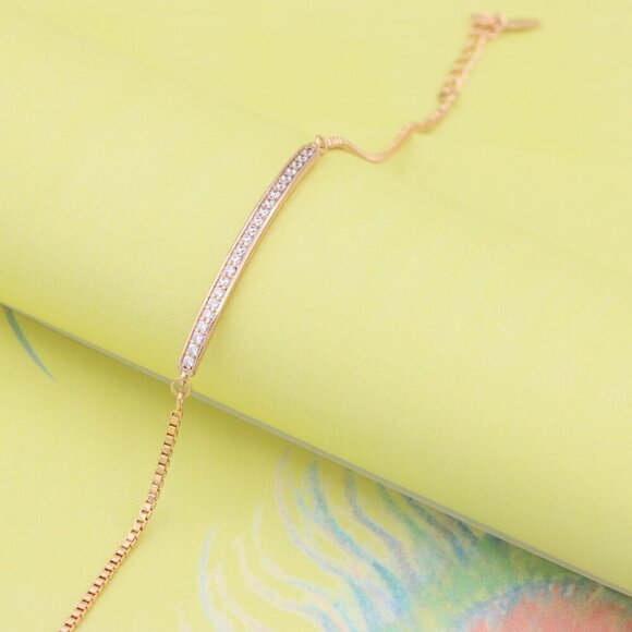 "Elegant Rose Gold Bracelet with Sparkling Crystal Bar Accent, XPBL1011 - Picture 6 of 12